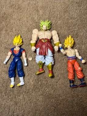Bandai Dragon Ball Action Figures Super Saiyan Vegito Goku Broly Lot Of 3